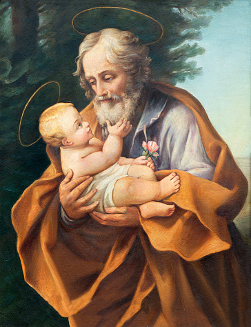 Rome - The painting of St. Joseph in the chruch Chiesa San Bernardo alle Terme by unknown artist as the copy of Guido Reni (1640).