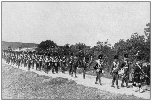 istock Antique image from British magazine: Military manoeuvres, Wilts and Dorset, Royal Irish marching 1519639124