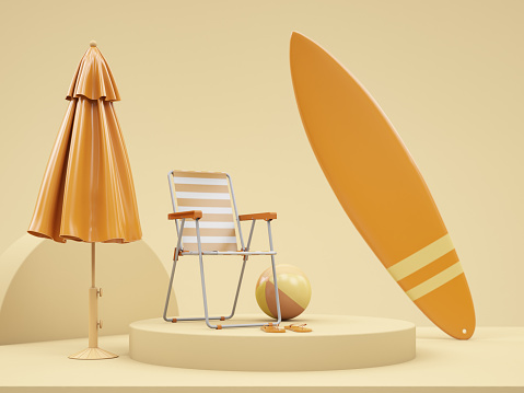 Simple Design of a Summer Vacation. 3D Render