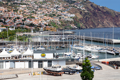 View of Funchal city and marina,  Madeira,  Portuga,l  Europepe