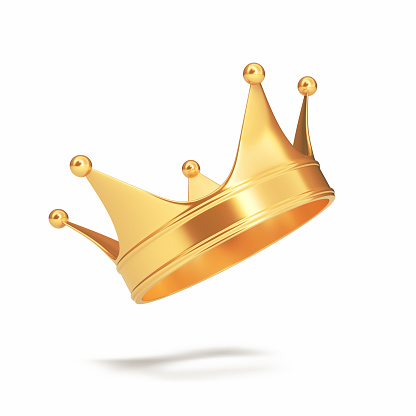 3d Render King Crown Gold Object + Shadow Path