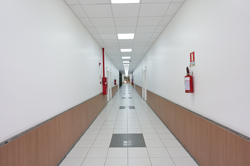 Interior of High School with Lockers.