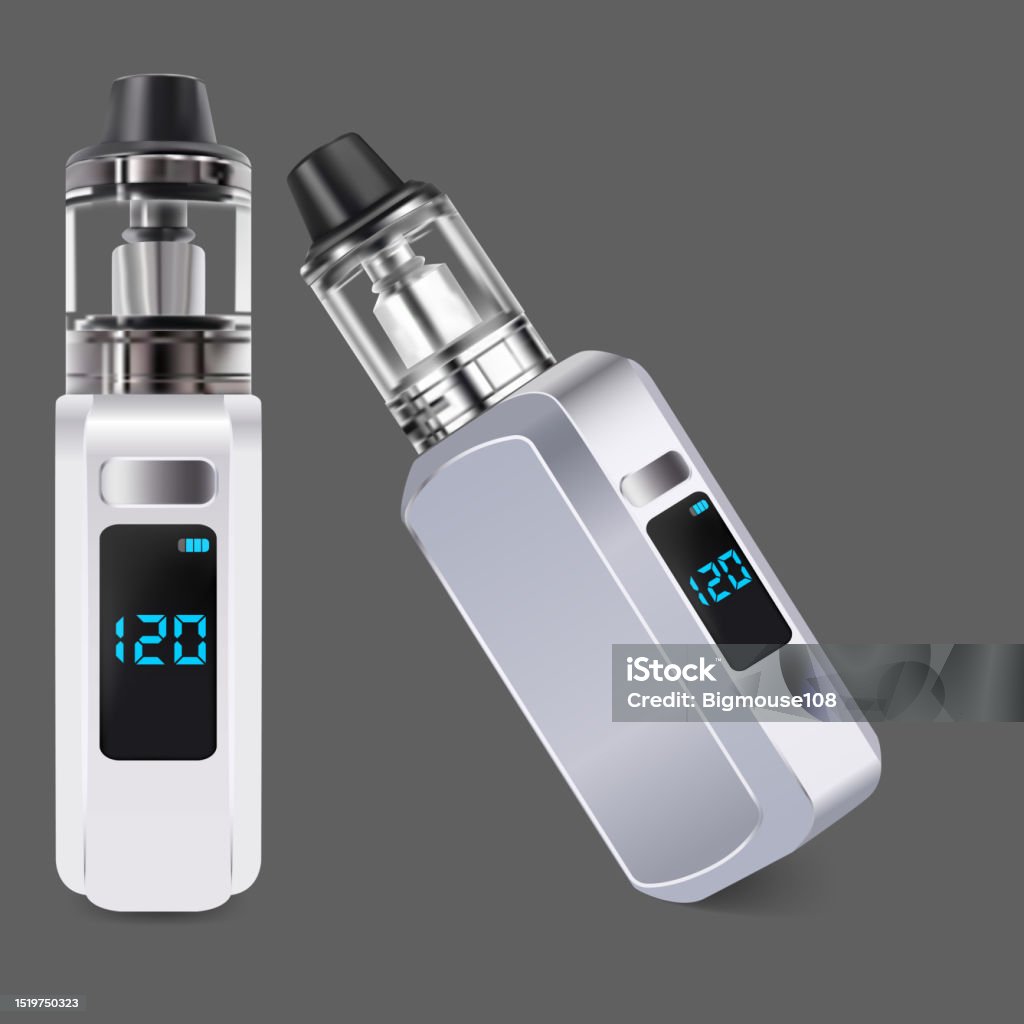 Vaping Containers Realistic Detailed 3d Electronic Cigarette Vaping Device Set Vector ...