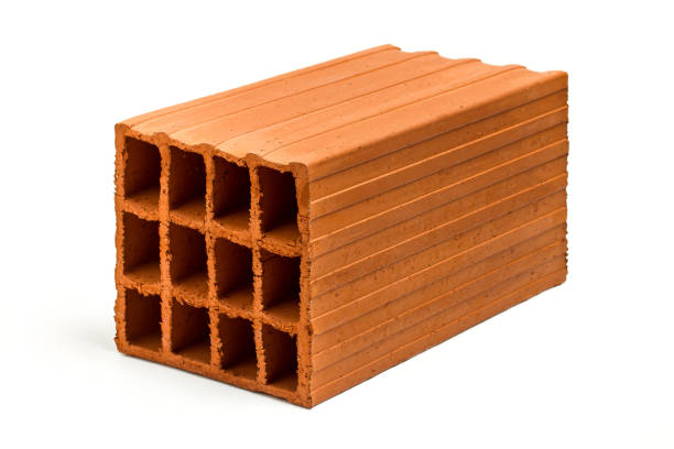 istock Red hollow brick isolated on white background 1519789124