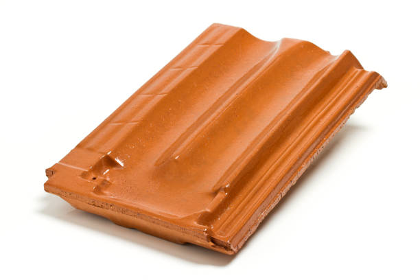 Red roof tile isolated on white background