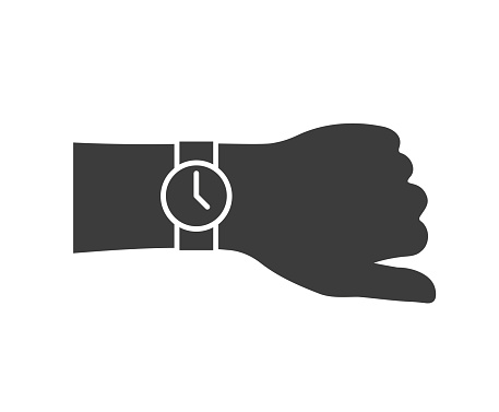 wristwatch on the hand icon - vector illustration