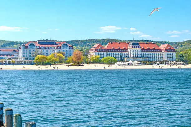 Photo of Sopot, Poland View of the beach with historic buildings