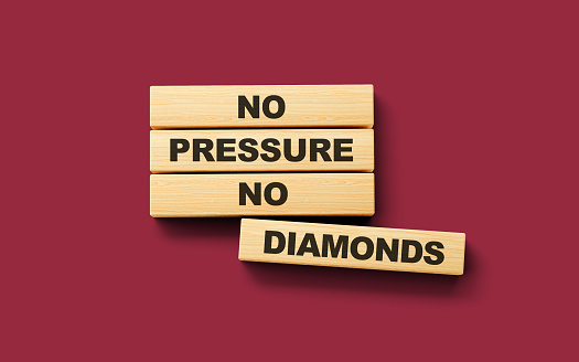 Wooden blocks No pressure no diamonds word 3d illustration