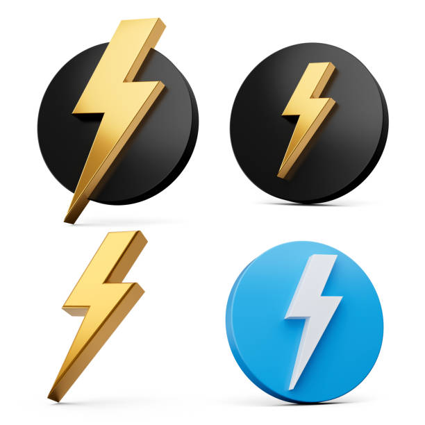 3d Four Thunder Bolt Lightning Bolt Power Icons Symbols Isolated On White Background 3d Illustration
