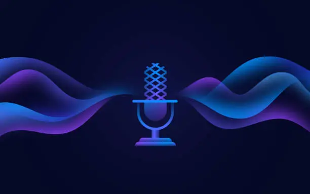 Vector illustration of Podcast Microphone Gradient Sound Waves Design