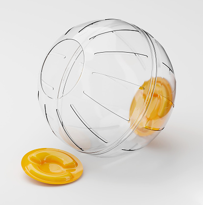 Plastic translucent hamster ball with open lid
