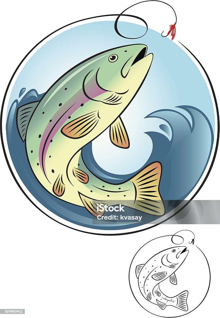 Trucha de pescado - arte vectorial de Pesca de trucha libre de derechos