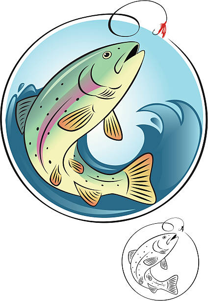 ilustraciones, imágenes clip art, dibujos animados e iconos de stock de trucha de pescado - speckled trout illustrations