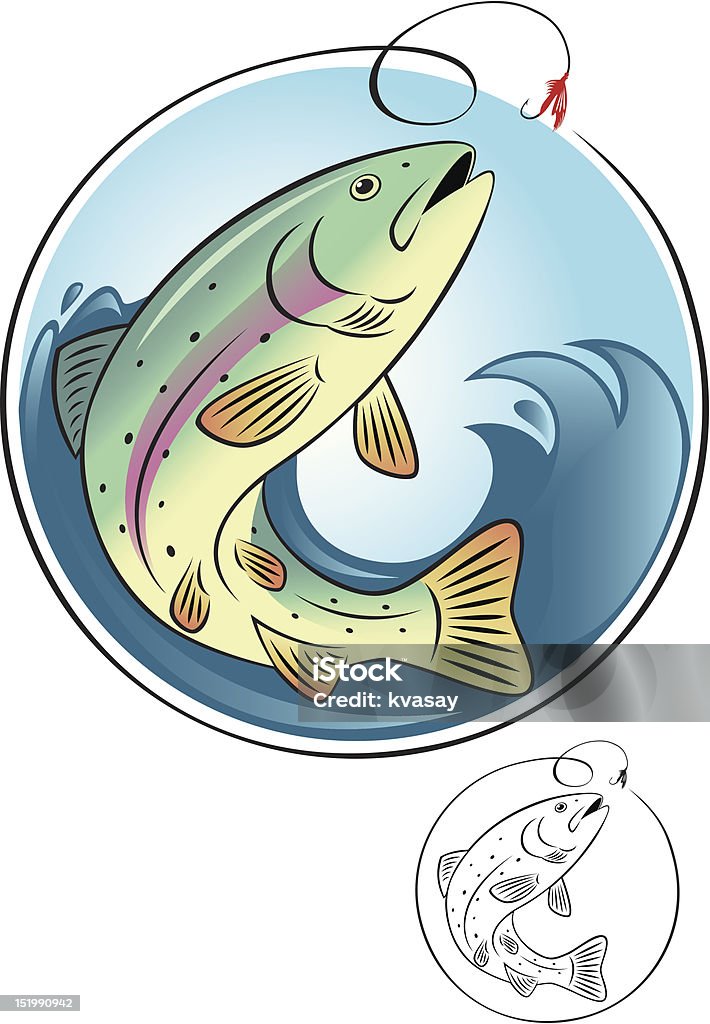 マス釣り - 鱒釣りのロイヤリティフリーベクトルアート