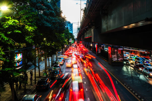 istock long exposure heavy traffic jam in evening on Rama 4 road 1519937371