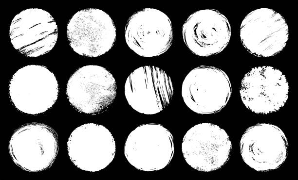 Grunge circles Circles set. White painted circles. Grunge texture backgrounds. Vector design elements. white paint brush stock illustrations