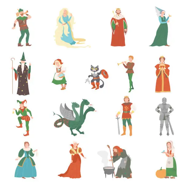 Vector illustration of Fabulous Medieval Character from Fairytale Big Vector Set