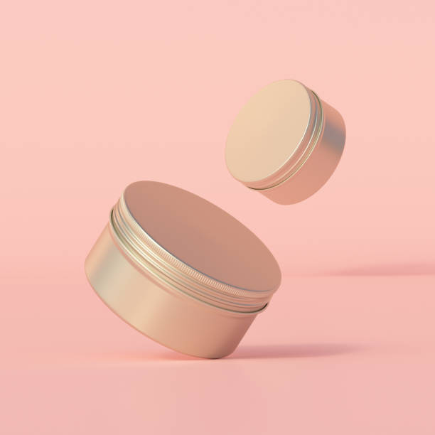 istock Aluminum metallic round tin, editable cosmetic jar mockup. 3d rendering 1519964951