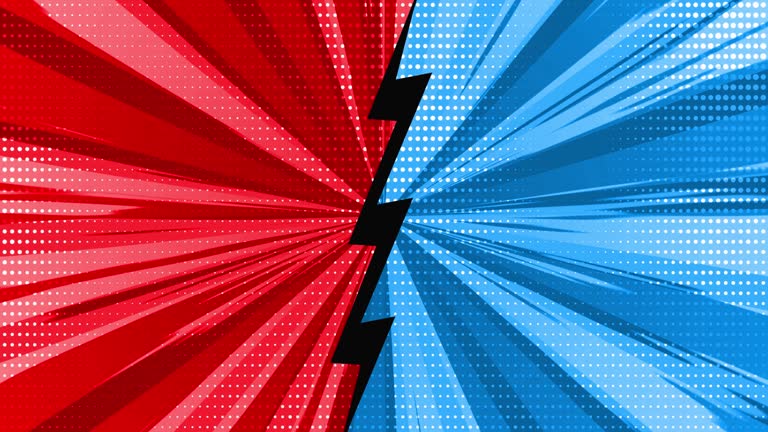 Comic Vs Animated Pop Art Background. Animation Of Versus Background Comic Book Animation. Pop Art Style Versus Logo Or Vs Comic Animation. Vintage Retro Style Comic Speed Radial Line Uses For Books