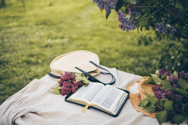 istock Open bible in the garden, christian concept 1520002967