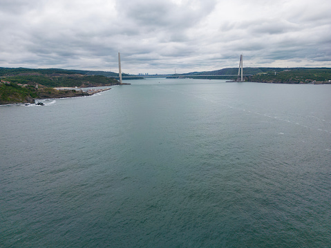 Aerial view of Yavuz Sultan Selim Bridge.