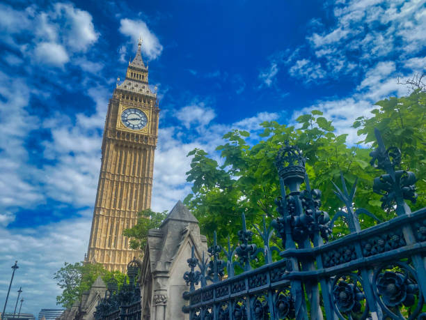 View of big ben in the centre f London, UK.  There are no people in the photograph