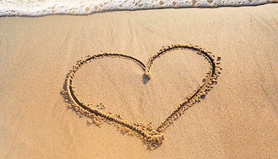 Heart shape on sand beach