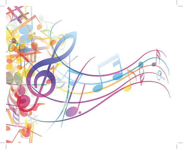 ilustrações, clipart, desenhos animados e ícones de notas de equipe - music musical note treble clef dancing