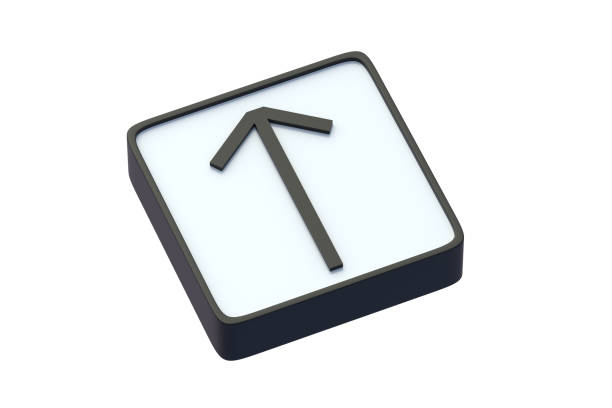 Tiwaz rune on button isolated on white background. Ancient german alphabet. Mystical symbol. Scandinavian futhark. Occult sign. Old norse letter. 3d render