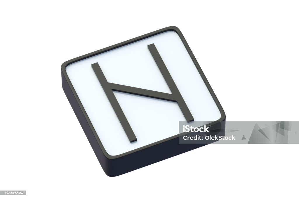 白い背景にボタンにハガラスのルーン文字古代ドイツ語のアルファベット神秘的なシンボルスカンジナビアのフサークオカルトサイン古ノルド語の手紙3d