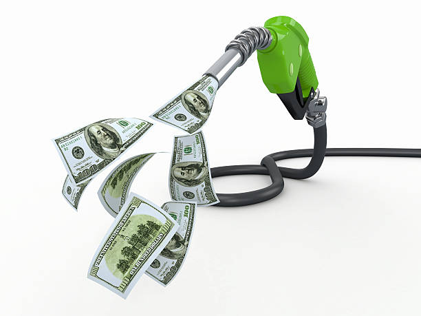 istock Gas pump nozzle and dollar on white background 152009420