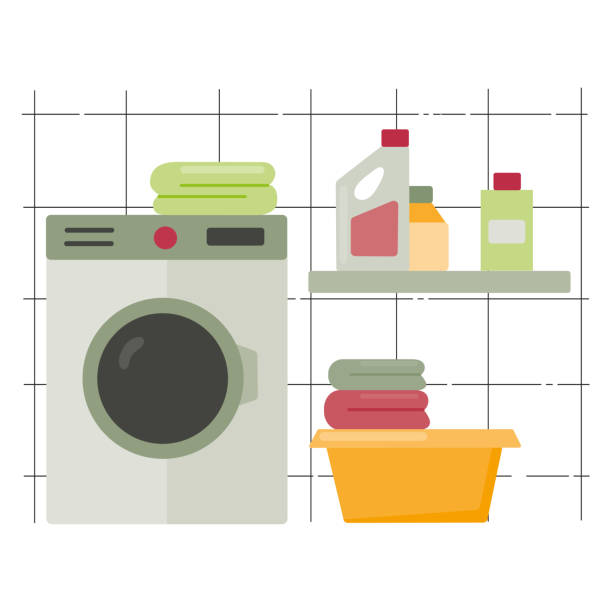 Laundry room Laundry room simple vector illustration utility room stock illustrations