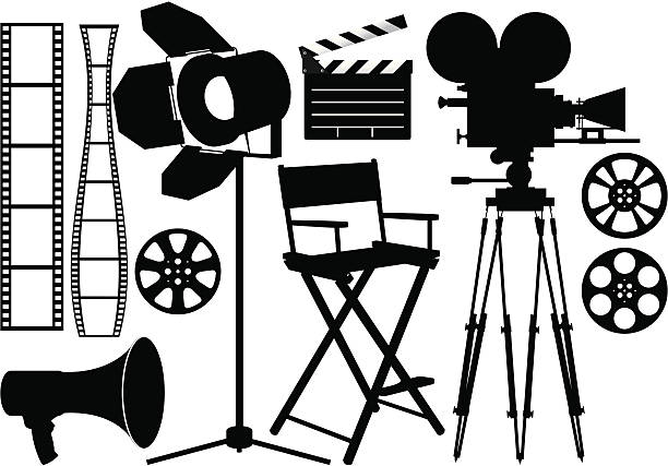 ilustraciones, imágenes clip art, dibujos animados e iconos de stock de industria cinematográfica - silla de director