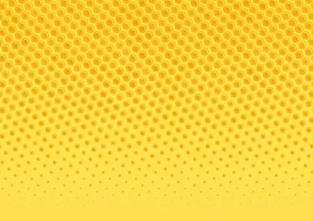 Vector illustration of Yellow abstract honeycomb hexagon texture