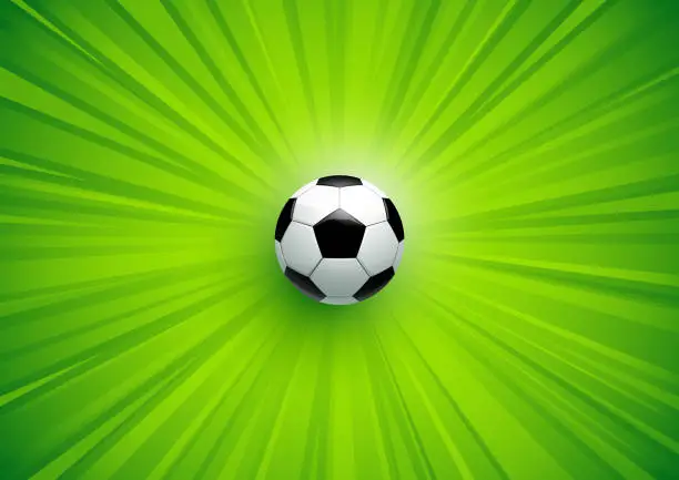 Vector illustration of Football on green lines pattern background