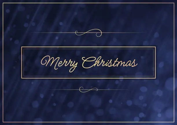 Vector illustration of Blue and gold Merry Christmas card design