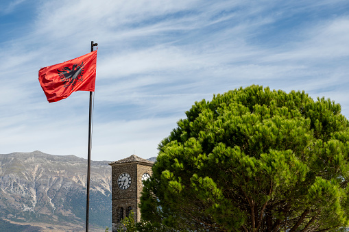 Albanian flag in Gjirokaster, Albania