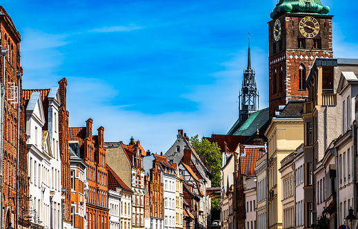 historic buildings at the old town of Luebeck - Germany - Schleswig-Holstein