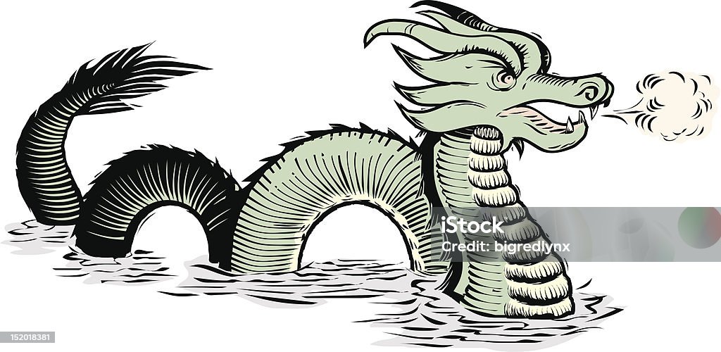 Old World Sea Dragon Woodcut style illustration series inspired by old world cartography (Part II of IV) Sea Monster stock vector