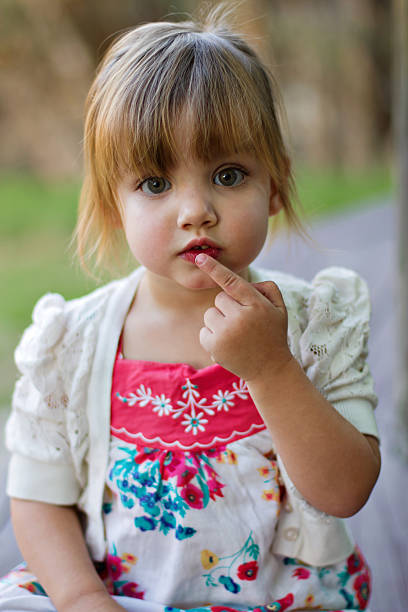 Outdoor location portrait of toddler stock photo