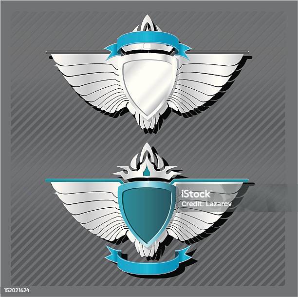 Embleme Serie 01flügel Stock Vektor Art und mehr Bilder von Silber - Silber, Tierflügel, Wappen