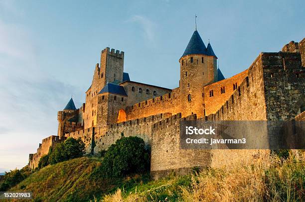 Medieval Town Of Carcassonne At Sunset Stock Photo - Download Image Now - Castle, Carcassonne, Medieval