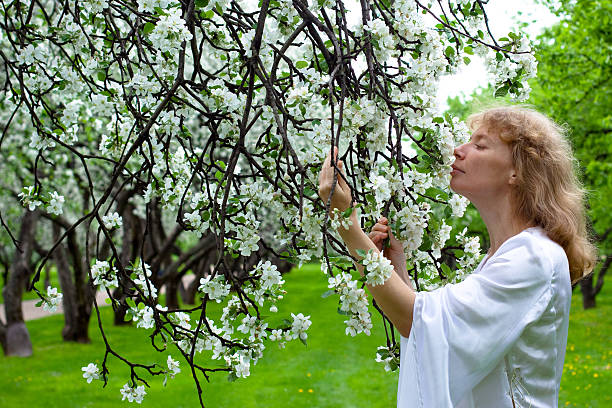 istock White lady and flowers 152022277
