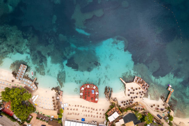 Best beaches in Albania and Europe. Ksamil Island on the Albanian Riviera. Drone photos of the best beaches in the world.