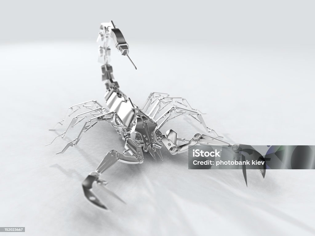 Metallo bianco robot Scorpione - Foto stock royalty-free di Scorpione - Aracnide