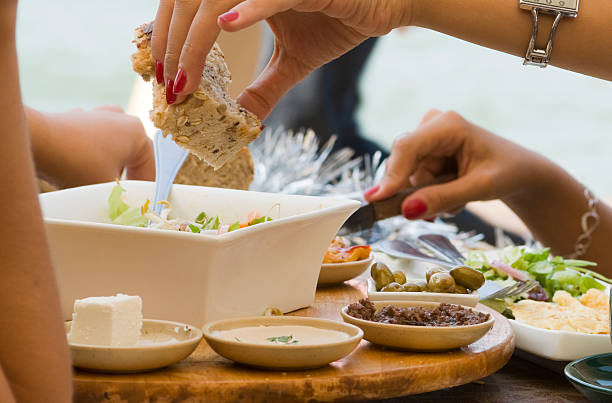 Eating mediterranean breakbast