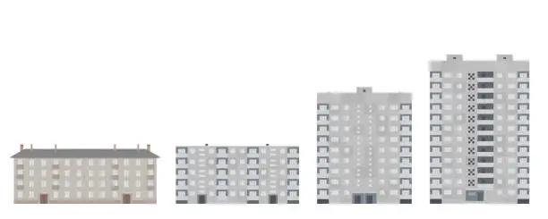 Vector illustration of Soviet era residential buildings