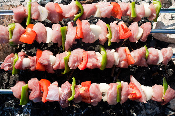 istock Barbecue with raw meat skewers 152024217