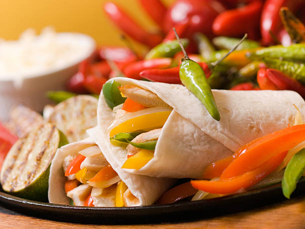 fajitas on iron cooking plate