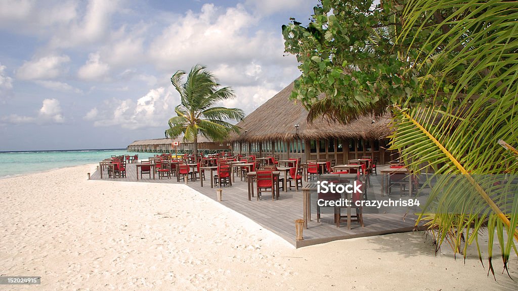 Meeru Island A shot of the beach and beach bar on Meeru Island, The Maldvies. Maldives Stock Photo
